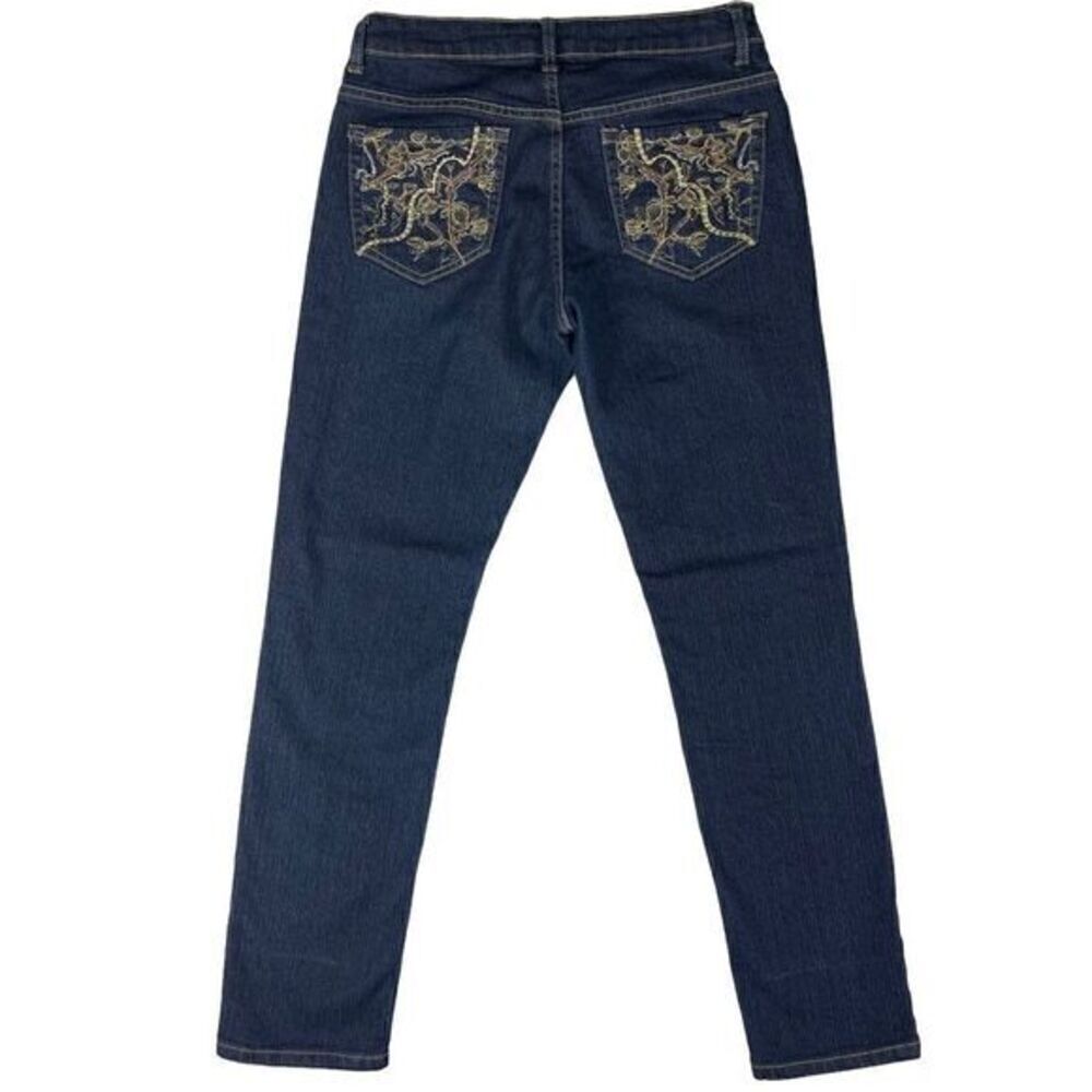LEXI Dark Denim Blue Embroidered Skinny Jeans Women’s Size 8